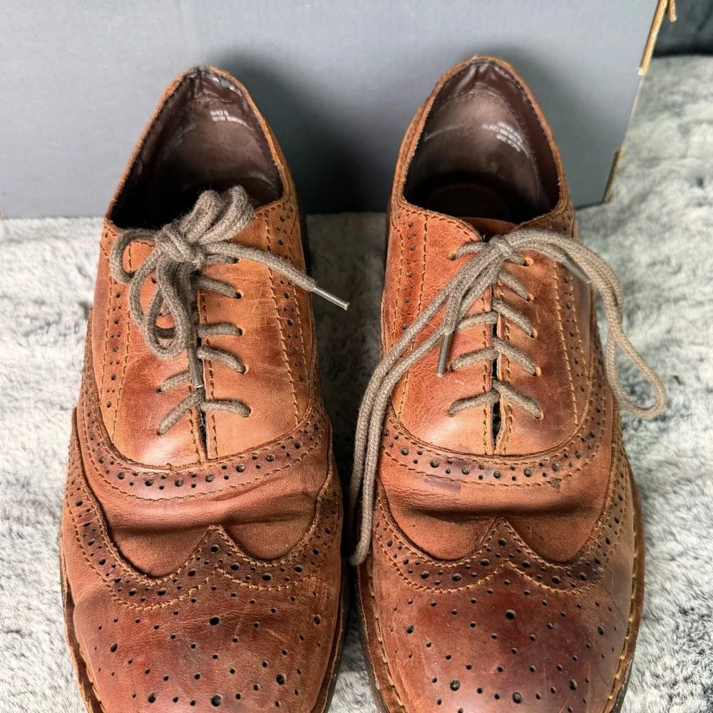 b.o.c. Born Concept Mens Brown Leather Wingtip Oxford Shoes BM5015 Size 9 42.5